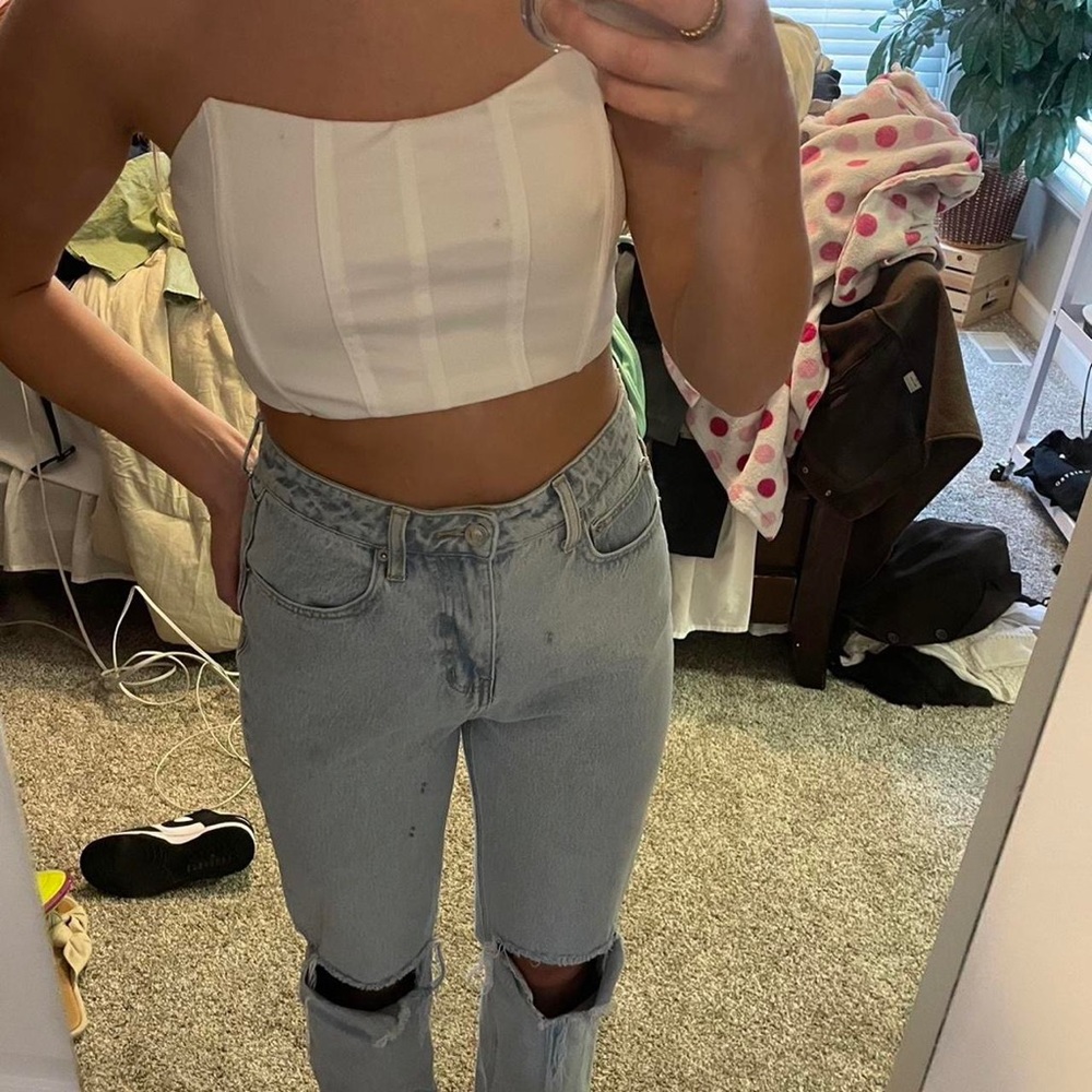 White strapless top